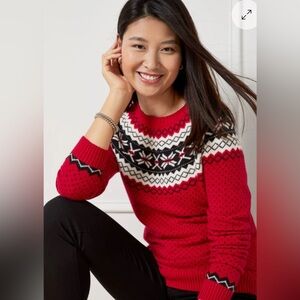 Talbots Red and Black Crew Neck Sweater
